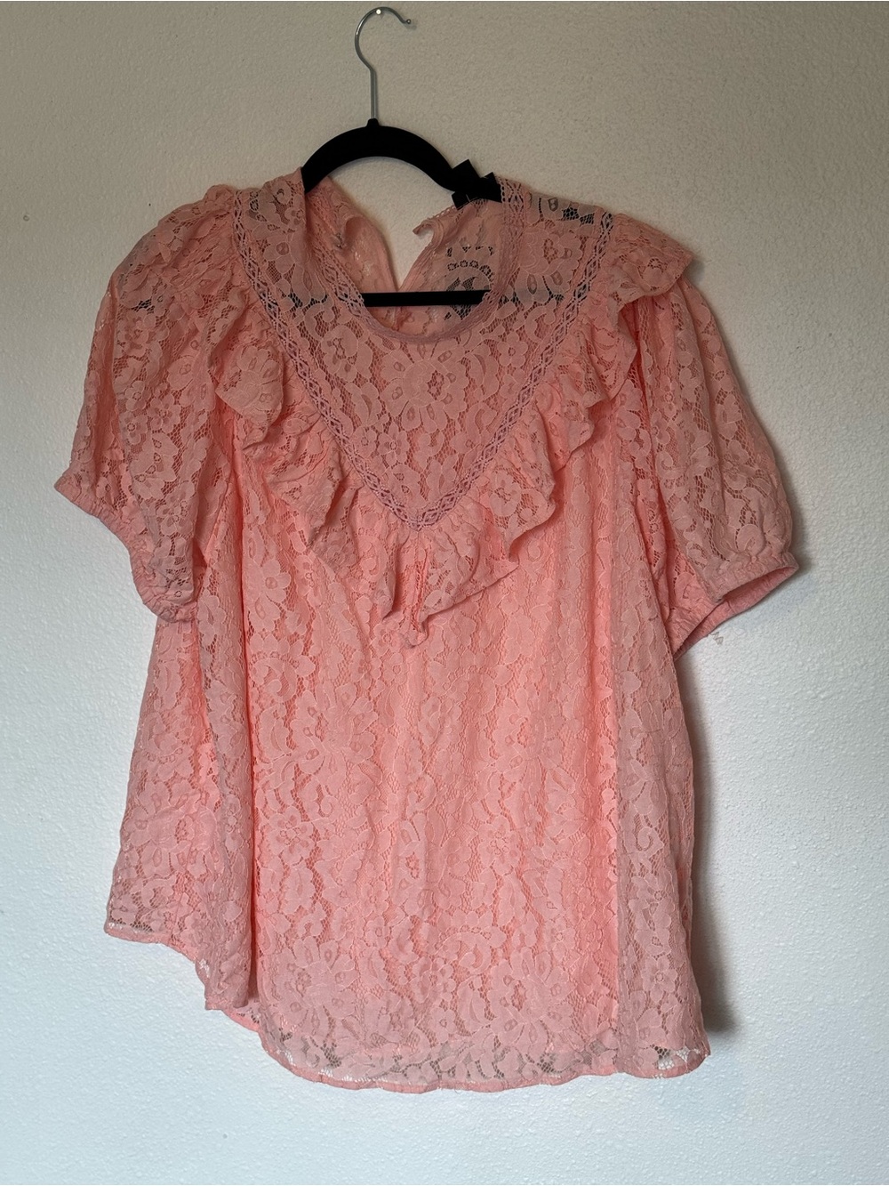 torrid Coral Pink Lace Ruffle Blouse